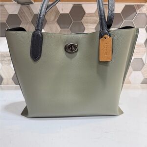 Coach Green and Black Tote Bag